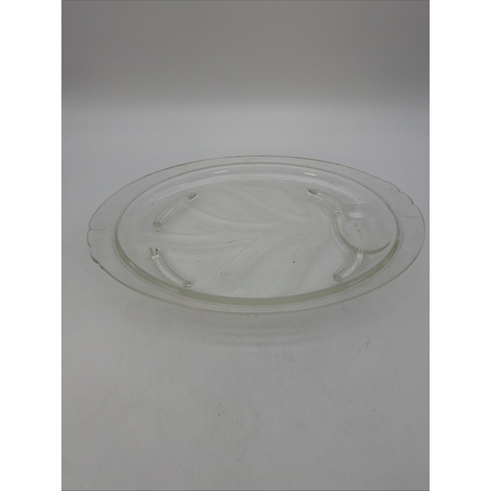 Vintage Pyrex Glass Meat Platter Tree of Life Footed Serving Tray